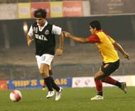 Sourav Ganguly playing against East Bengal for Mohammedan Sporting in a charity match